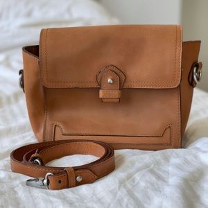 Zara leather tan crossbody tote
